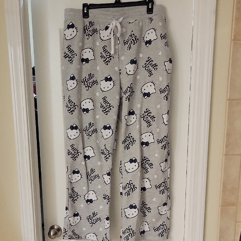 Hello Kitty Pajama Bottoms / Sweatpants in Gray and Black & Blue
